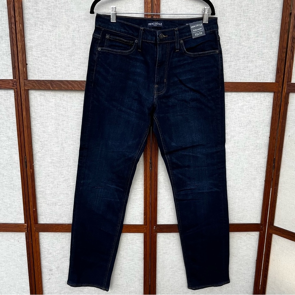 J. Crew Mercantile Men's Dark Wash straight Flex Jeans - 32”x32”